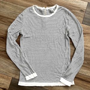 H & M Black & White Stripe Fitted Long Sleeve Top